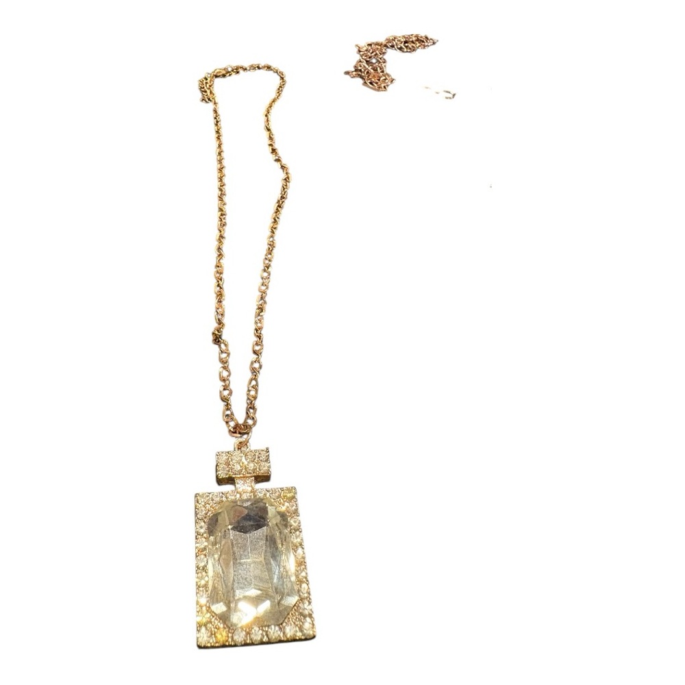 Large Clear Crystal Statement Perfume Bottle Pend… - image 2